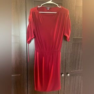 Chaps wine color dress, 3/4 sleeve mid length